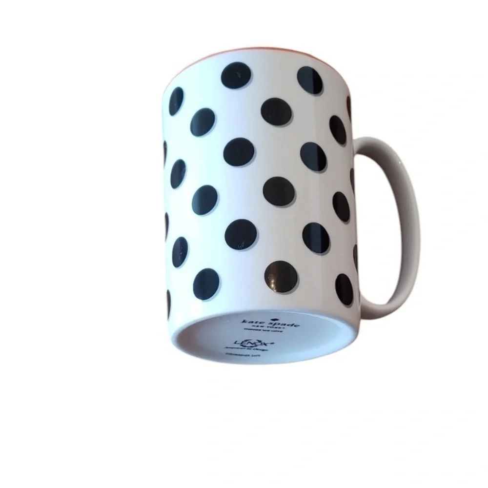 Kate Spade Lenox China Mug Black and White Deco Dot Design - Picture 1 of 6